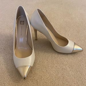 Anne Klein Ivory Pumps with Gold Detail